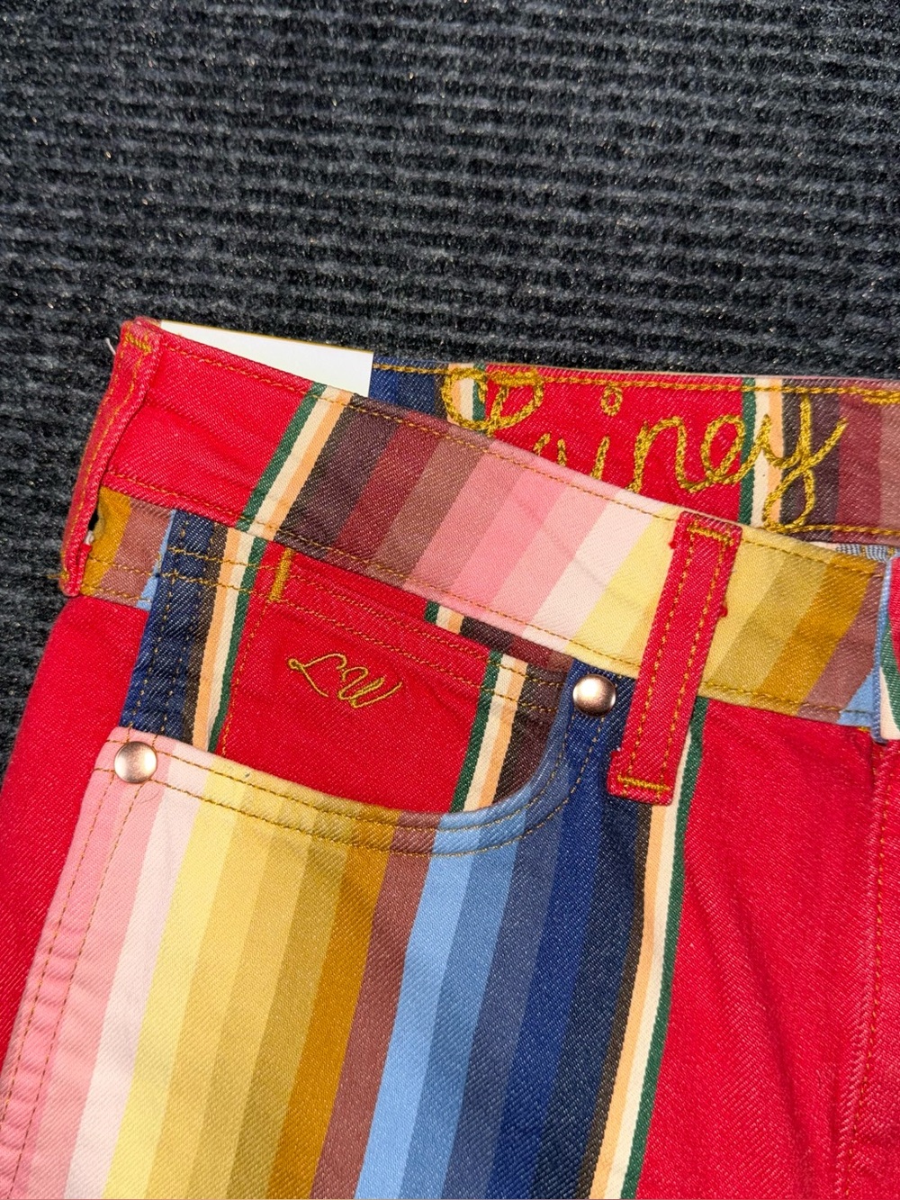 Free People NWT Wrangler x Lainey Wilson Rodeo Ben Stripe Flare Jeans Sz 27x32 - Picture 8 of 10